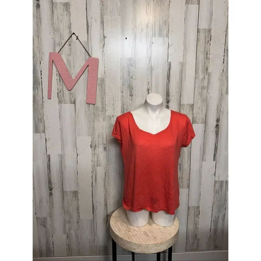 BP Red Open Back Short Sleeve Tee Casual Top Size M